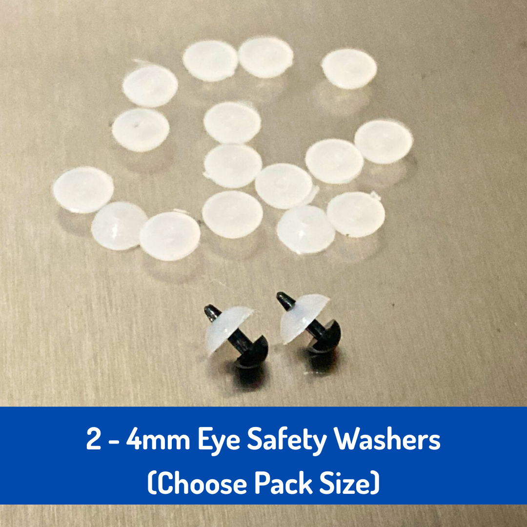 Plastic Craft Eye Safety Washers - For 2 to 4mm Size Eyes - Choose Pack Size