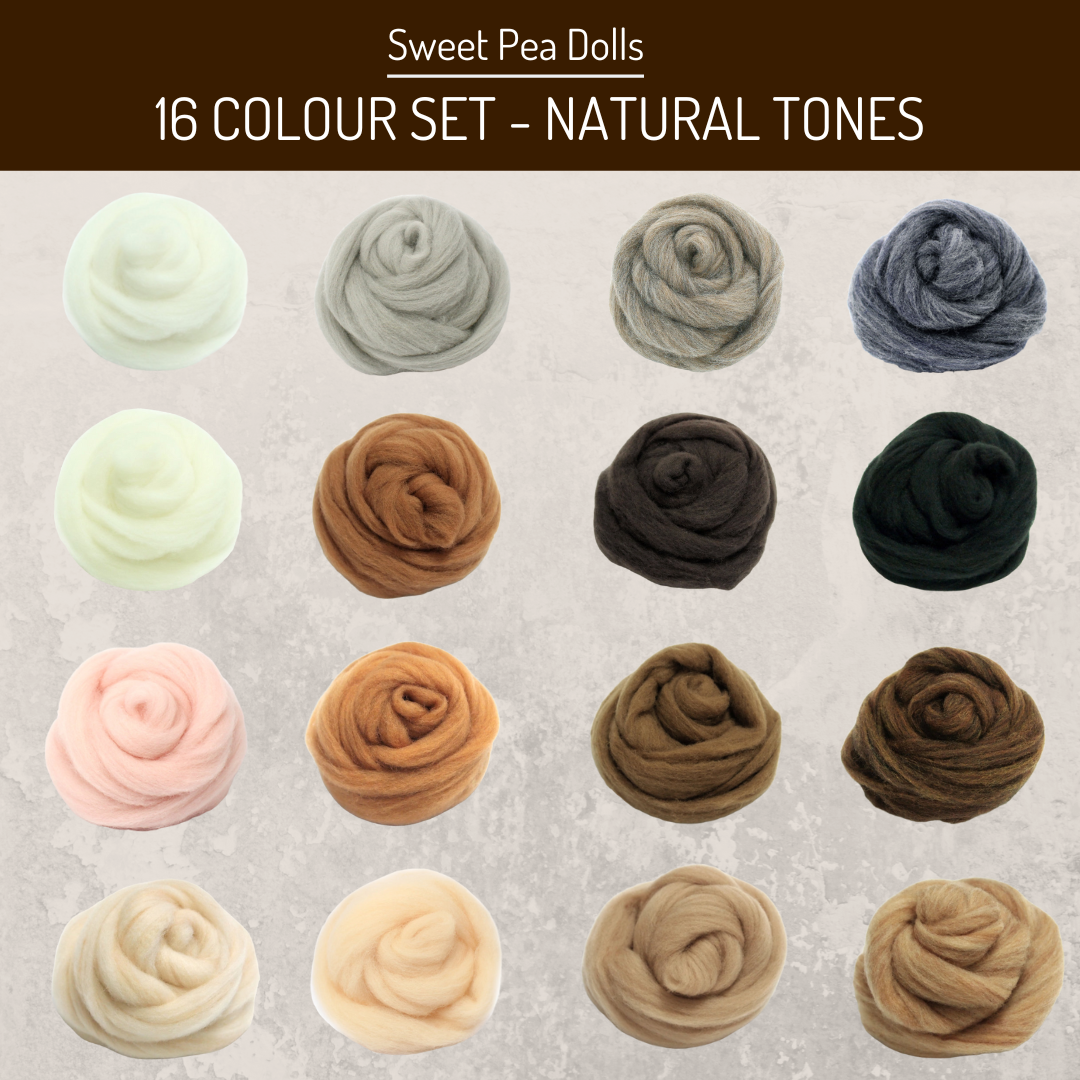 HandCrafter Superfast Felting Wool - Natural Colour Set (16 Colours)
