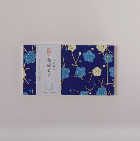 Shogado Watoji Yuzen Memo Pad - Blue & White Floral #13 (Made in Kyoto, Japan)