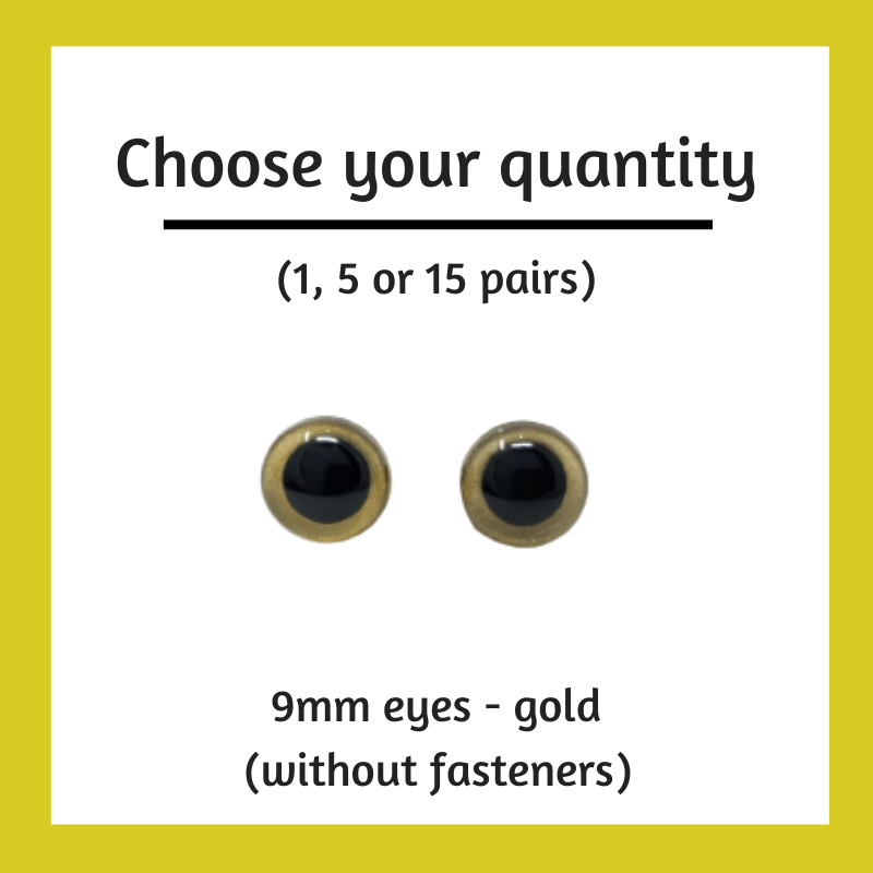 Gold Plastic Craft Eyes - 9mm (Choose Quantity)