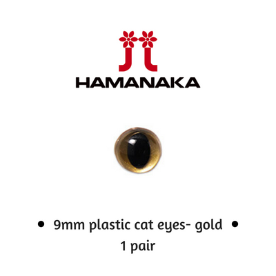 Hamanaka 9mm Cat Eyes - 1 Pair - Gold