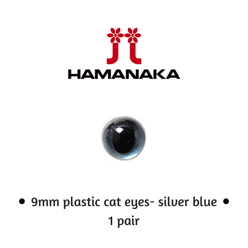 Hamanaka 9mm Cat Eyes - 1 Pair - Silver Blue