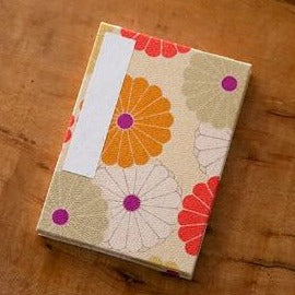 Corazon Chirimen Fabric Folding Stampbook - "Kiku" Chrysanthemum - Beige (Made in Kyoto, Japan)