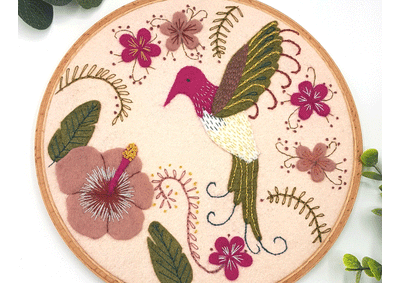 Corinne Lapierre Applique Hoop Sewing Kit - Hummingbird (19cm Hoop)