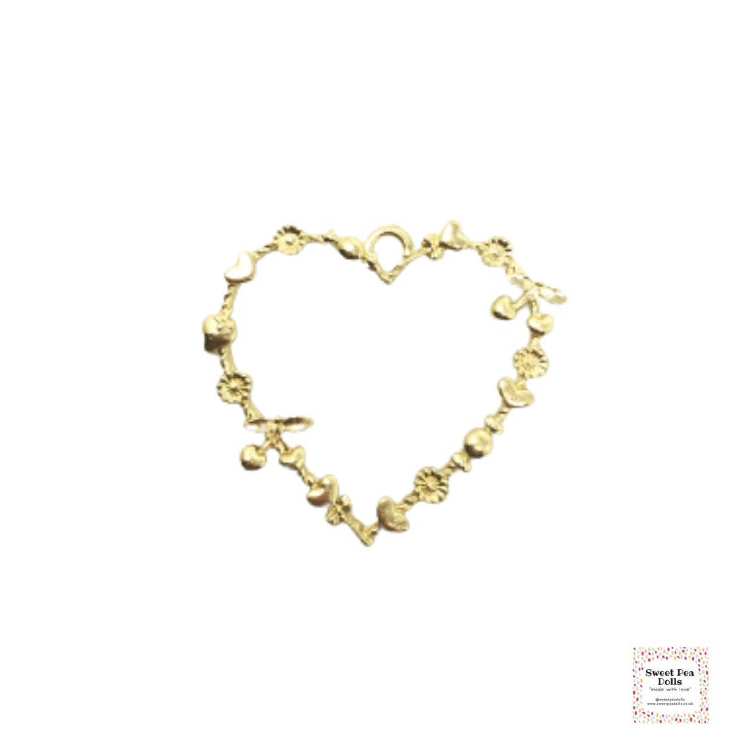Resin Open Back Bezel - Gold Heart Floral Design