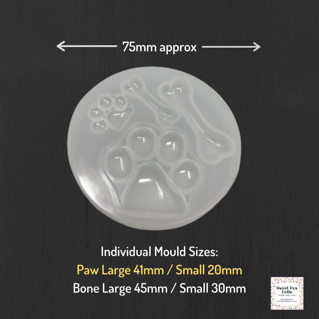Resin Silicone Soft Mold - Dog Paw and Bones