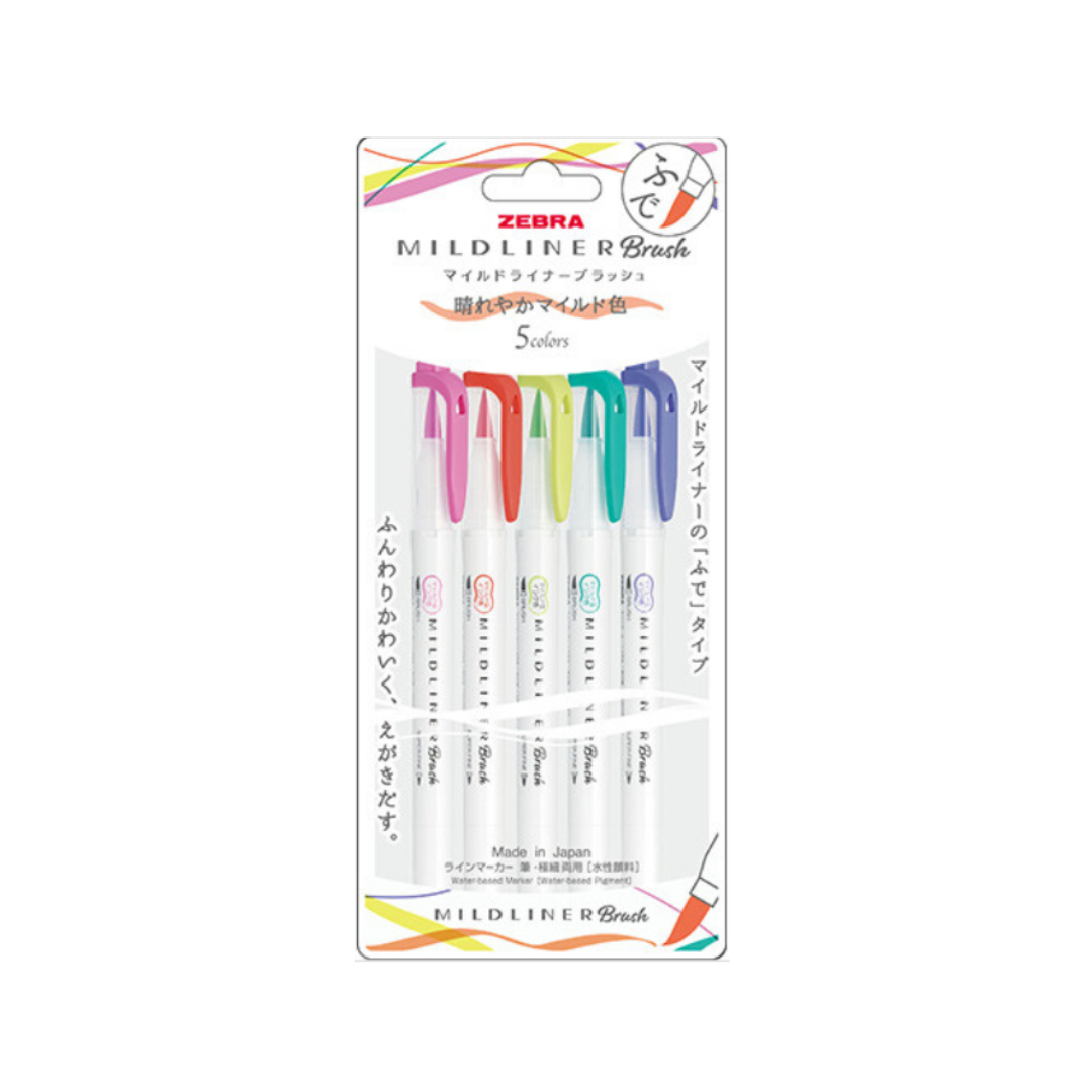 Zebra Mildliner Brush Pens - Sunny Mild Colour Set of 5