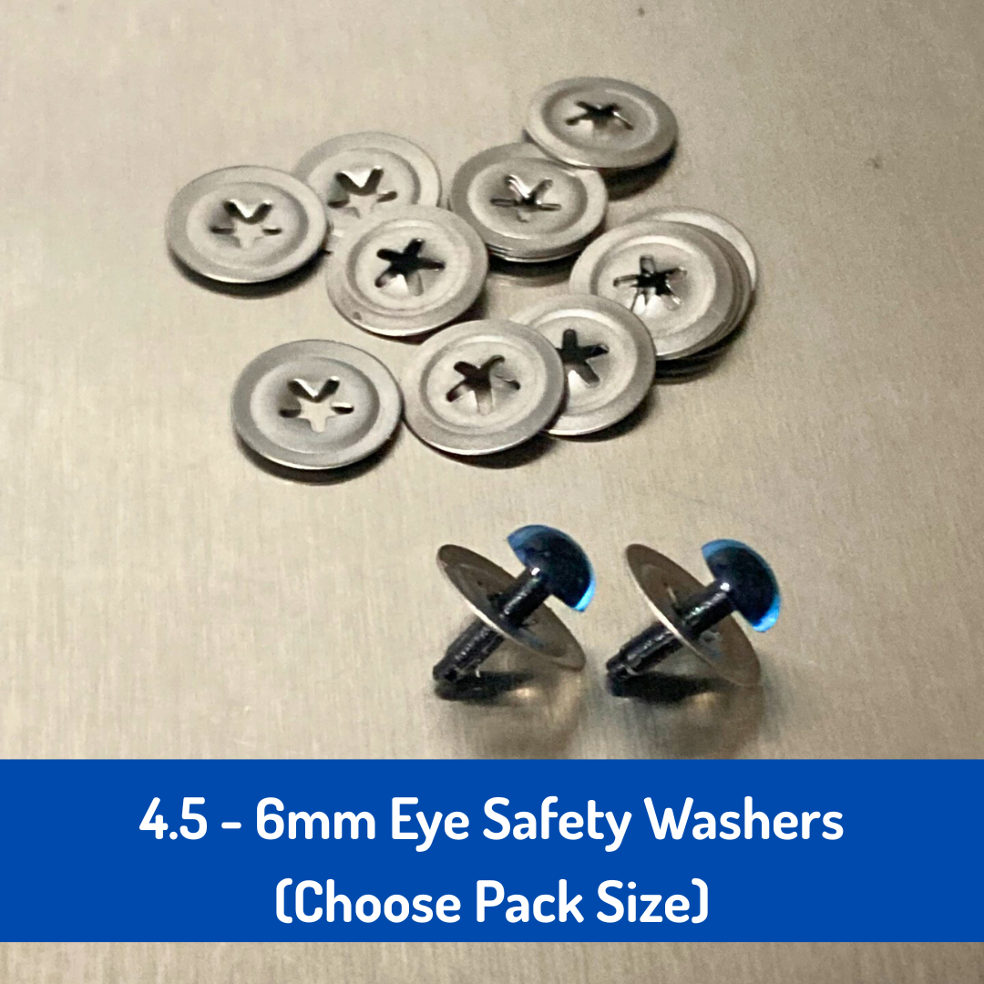 Plastic Craft Eye Safety Washers - For 4.5 to 6mm Size Eyes - Choose Pack Size