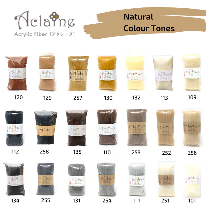 Japanese Hamanaka Aclaine Acrylic Felting Fibre. 15g pack - Cream (#113)