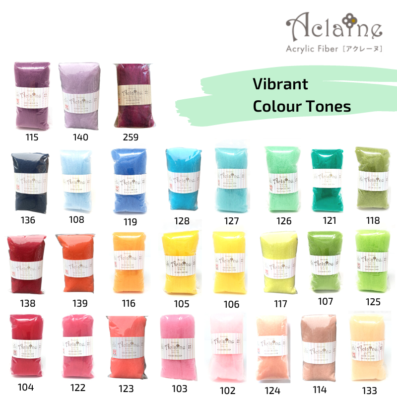 Japanese Hamanaka Aclaine Acrylic Felting Fibre. 15g pack - Lime (#117)