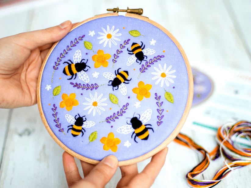 Oh Sew Bootiful Hoop Embroidery Kit - Lavender and Bees
