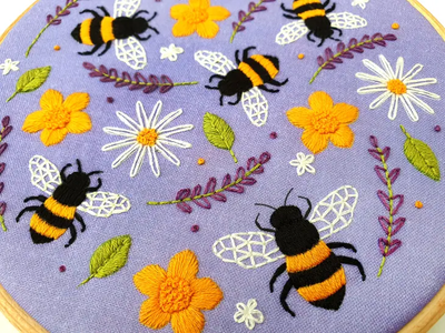 Oh Sew Bootiful Hoop Embroidery Kit - Lavender and Bees