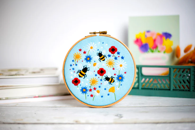 Oh Sew Bootiful Hoop Embroidery Kit - Bees and Wildflowers