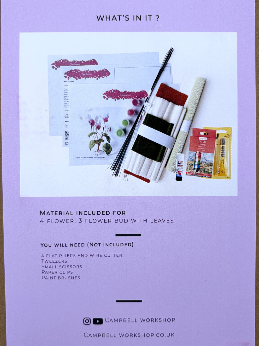 Campbell Workshop Paper Flower Craft Kit - Cyclamen