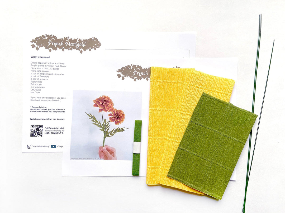Campbell Workshop Paper Flower Craft Kit - French Marigold