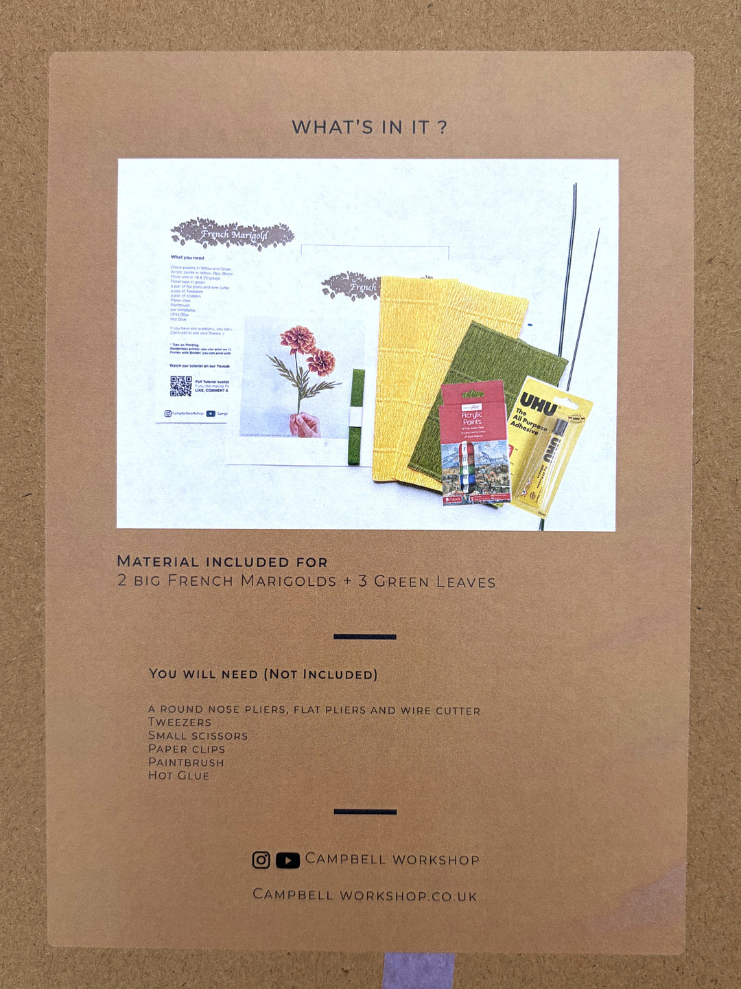 Campbell Workshop Paper Flower Craft Kit - French Marigold