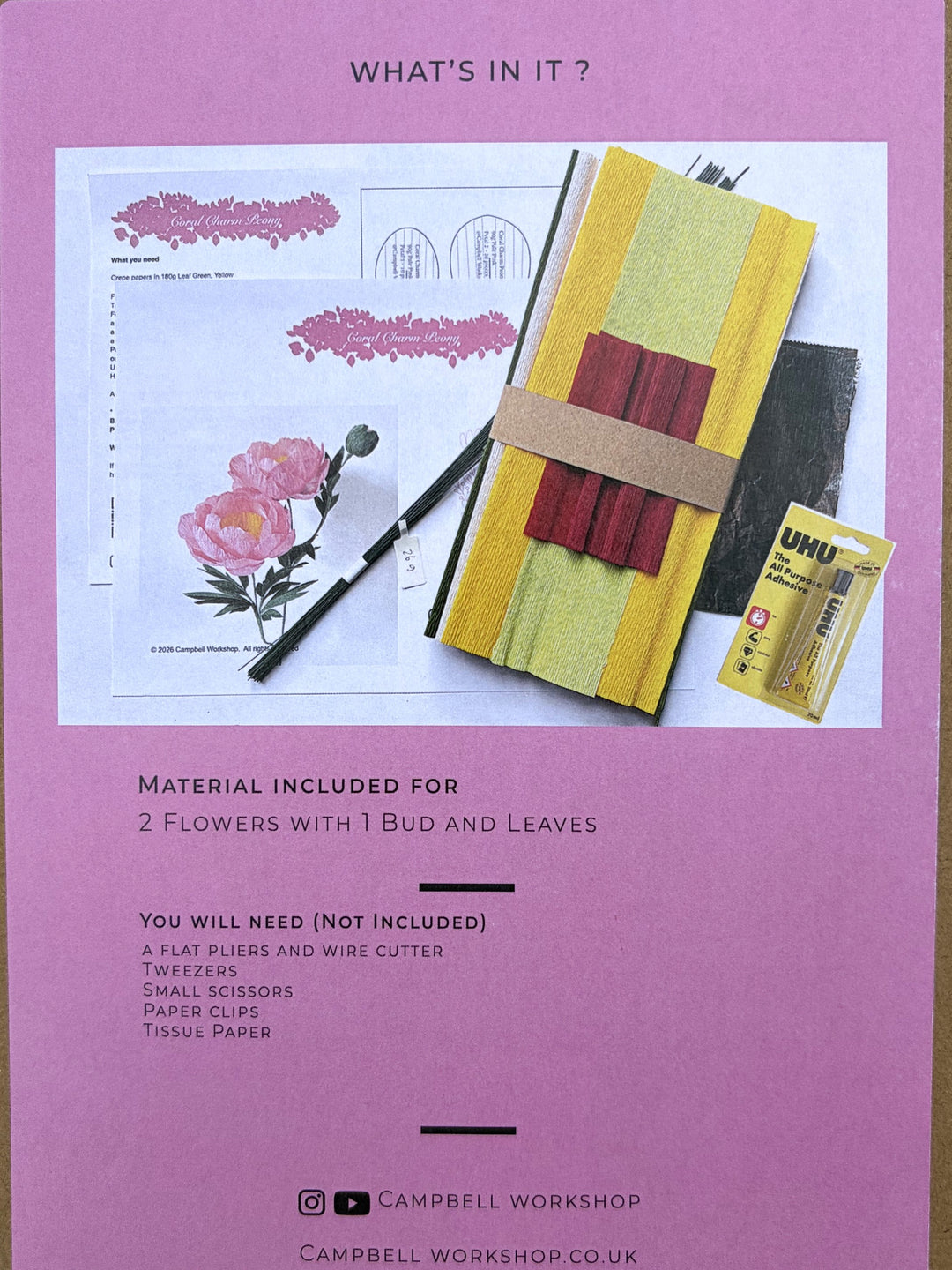 Campbell Workshop Paper Flower Craft Kit - Peony