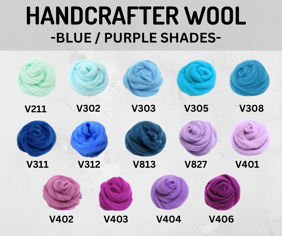 HandCrafter Super Fast Needle Felting Wool - Blue/Purple Shades - Dropdown Selection