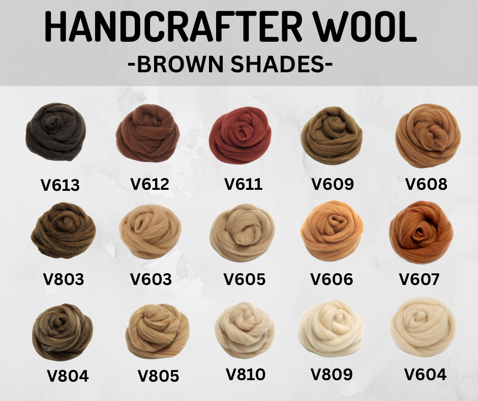HandCrafter Super Fast Needle Felting Wool - Natural Brown Shades - Dropdown Selection