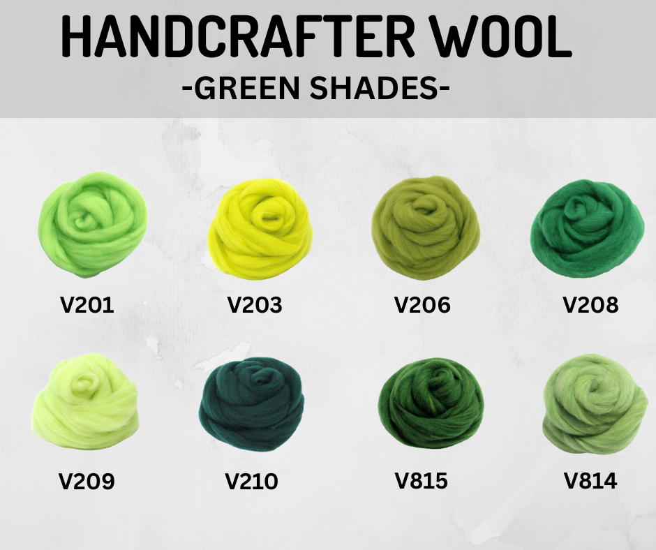 HandCrafter Super Fast Needle Felting Wool - Green Shades - Dropdown Selection