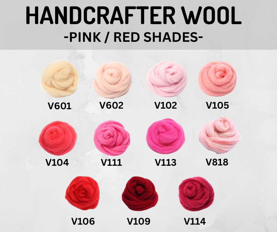 HandCrafter Super Fast Needle Felting Wool - Pink/Red Shades - Dropdown Selection