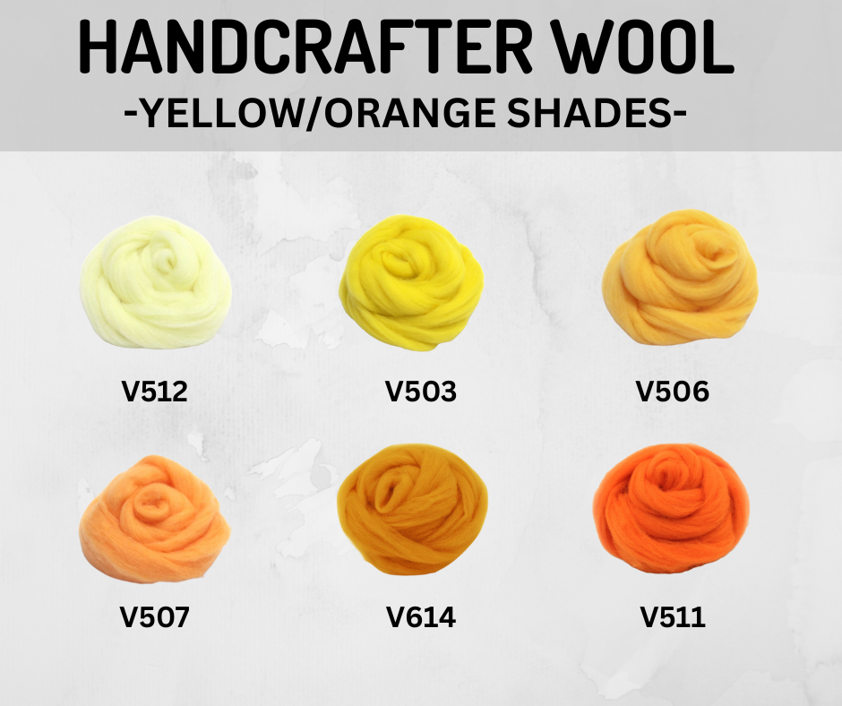 HandCrafter Super Fast Needle Felting Wool - Yellow/Orange Shades - Dropdown Selection
