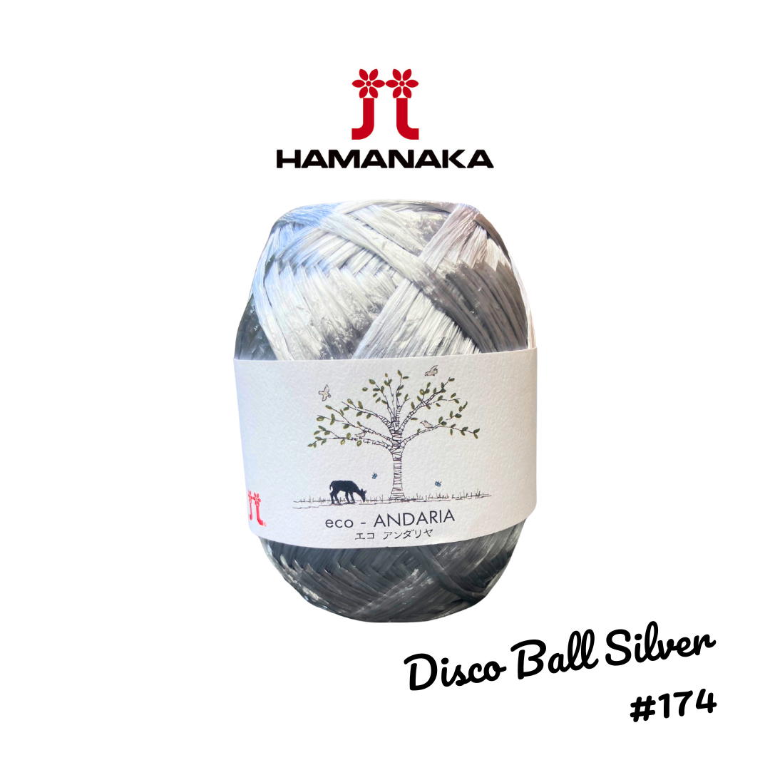Hamanaka Eco-Andaria Raffia Yarn - Disco Ball Silver #174