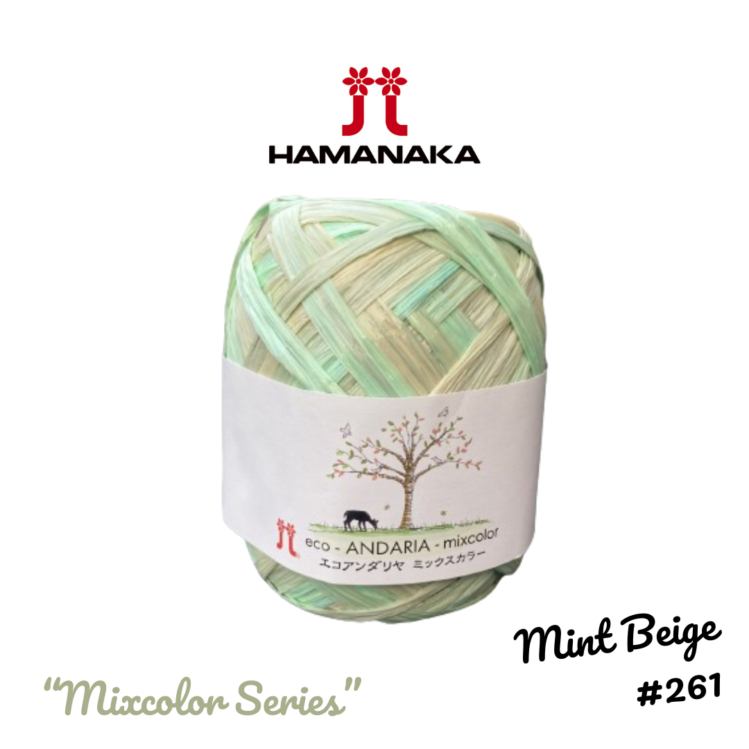 Hamanaka Eco-Andaria "Mixcolor" Raffia Yarn - Mint Beige #261
