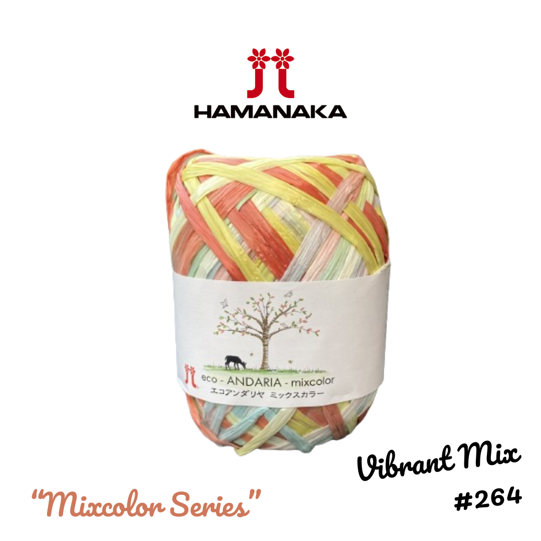 Hamanaka Eco-Andaria "Mixcolor" Raffia Yarn - Vibrant Mix #264