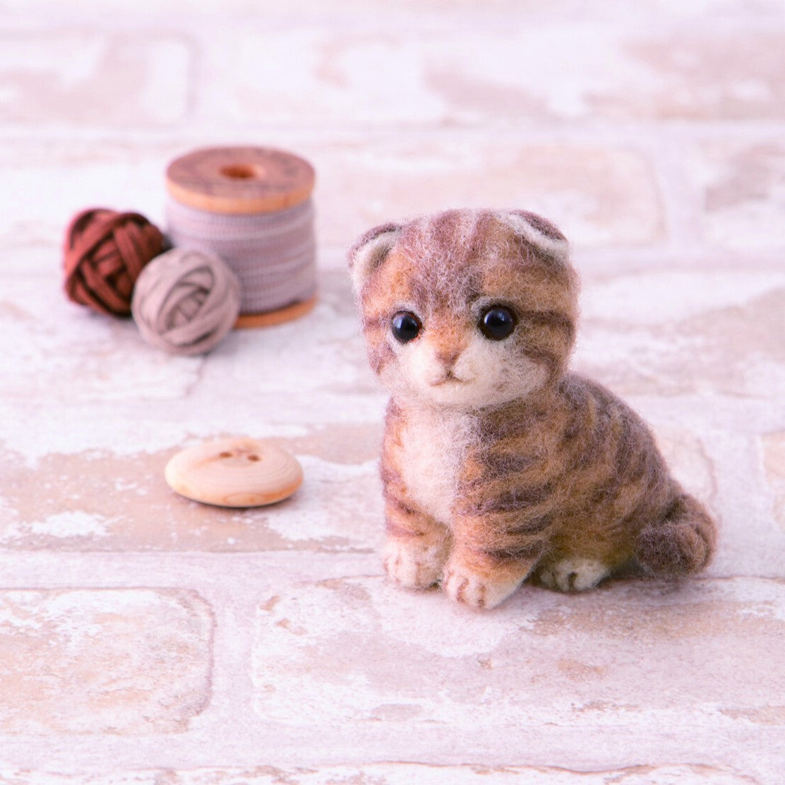 Hamanaka Needle Felting Kit - Scottish Fold Cat (English)