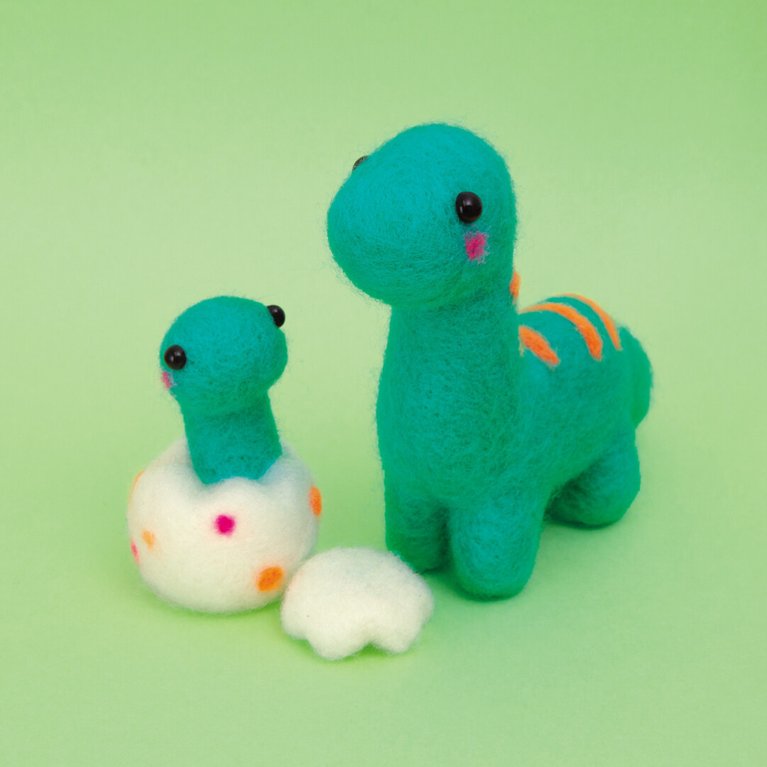 Hamanaka Neon Aclaine Needle Felting Kit - Brachiosaurus & Baby