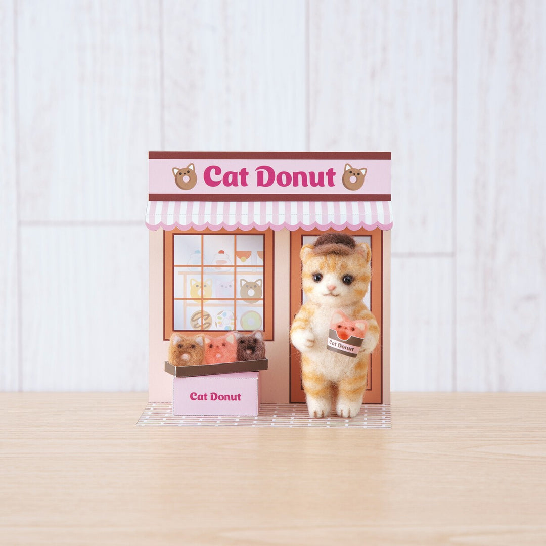 Hamanaka Aclaine Acrylic Fibre Needle Felting Kit - Cat Donut Shop