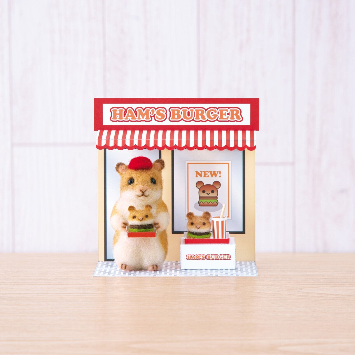 Hamanaka Aclaine Acrylic Fibre Needle Felting Kit - Hamster Burger Shop