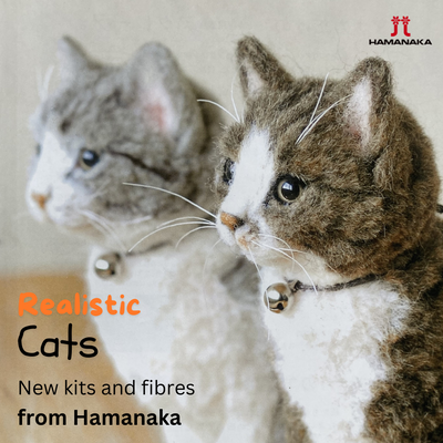 Hamanaka Realistic Needle Felting Kit - Brown Tabby Cat (English)