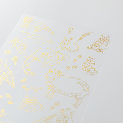 Midori Gold Foil Transfer Sticker - Animals