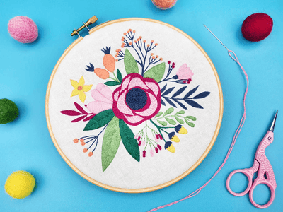 Oh Sew Bootiful Hoop Embroidery Kit - Poppy Floral Bouquet