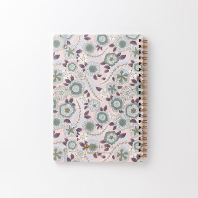 Shogado Yuzen Ring Notebook A5 - Garden Series - Pale Pink #5 (Made in Kyoto, Japan)