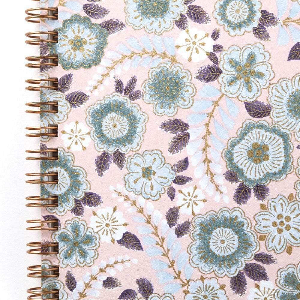 Shogado Yuzen Ring Notebook A5 - Garden Series - Pale Pink #5 (Made in Kyoto, Japan)