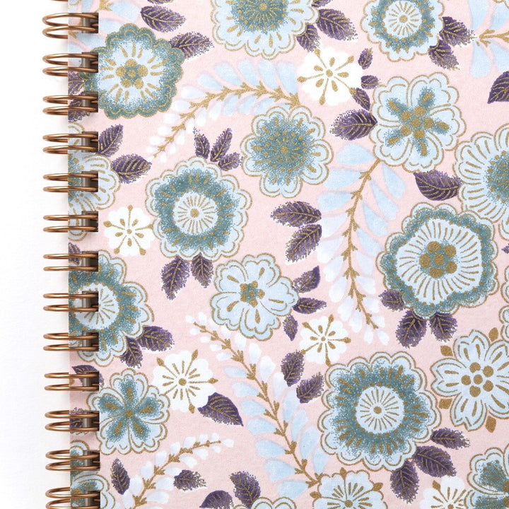 Shogado Yuzen Ring Notebook A5 - Garden Series - Pale Pink #5 (Made in Kyoto, Japan)