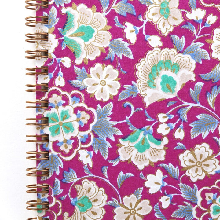 Shogado Yuzen Ring Notebook A5 - Garden Series - Purple #3 (Made in Kyoto, Japan)