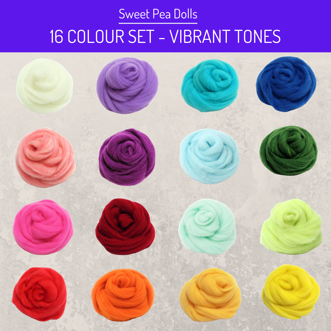 HandCrafter Superfast Felting Wool - Vibrant Set (16 Colours)