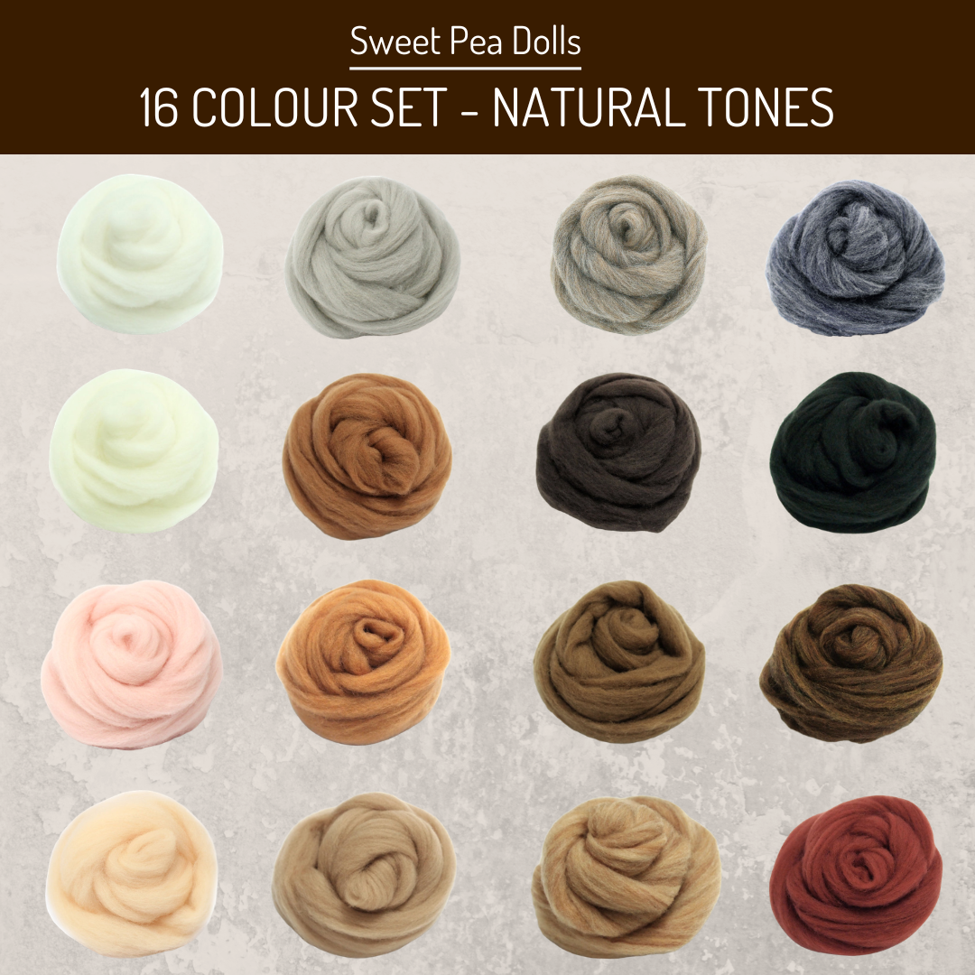 HandCrafter Superfast Felting Wool - Natural Colour Set (16 Colours)