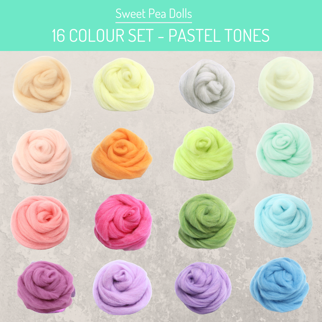 HandCrafter Superfast Felting Wool - Pastel Set (16 Colours)