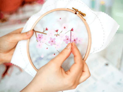 Oh Sew Bootiful Hoop Embroidery Kit - Cherry Blossom