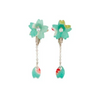 Japanese Fabric Sakura Flower Resin Earrings - Blue