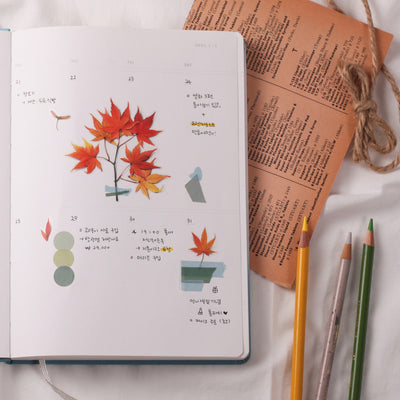 Appree Korea - Pressed Flower Stickers - Red Maple Leaves