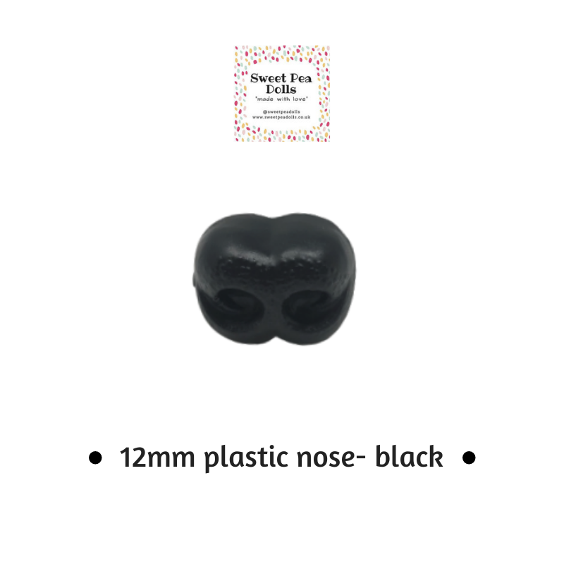 Black Plastic Noses - 12mm (Choose Quantity)