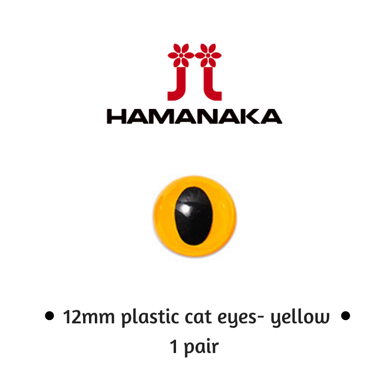 Hamanaka 12mm Cat Eyes - 1 Pair - Yellow