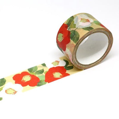 Kamiiso Yuzen Washi Tape - Kimono "Yuu" Series - Camellia Flower  (Made in Japan)