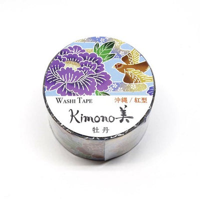 Kamiiso Yuzen Washi Tape - Kimono Series - Okinawa Peony  (Made in Japan)